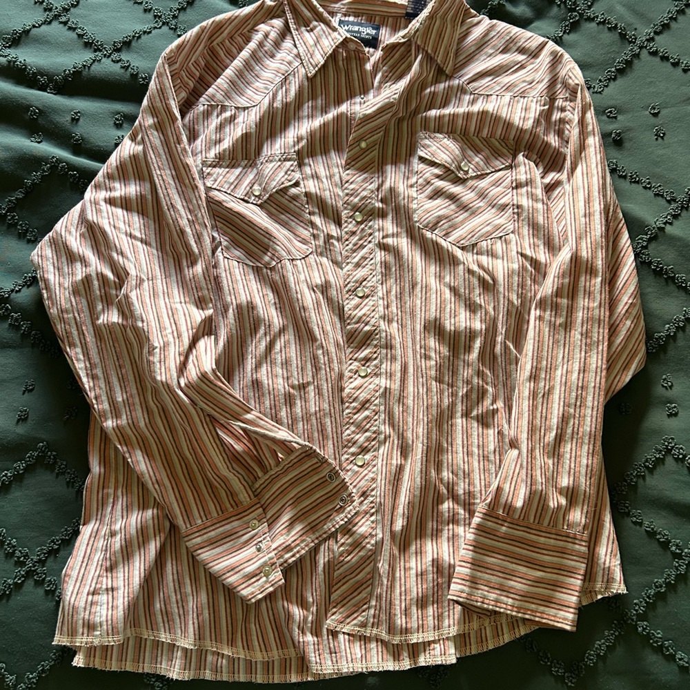 Wrangler Men's Multi Color Striped Button Down Shirt